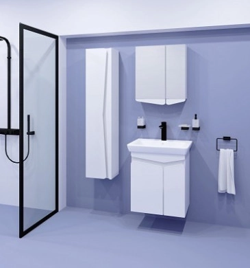 Шкаф за баня с мивка Виви 60см. PVC бял гланц