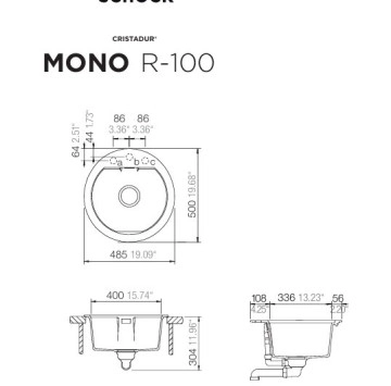 Кухненска мивка Mono R100 49см Polaris SCHOCK