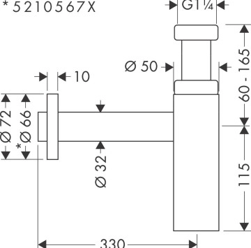 Декоративен Сифон за мивка Flowstar S черен мат HANSGROHE