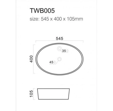 Мивка купа TWB005 54.5см бяла