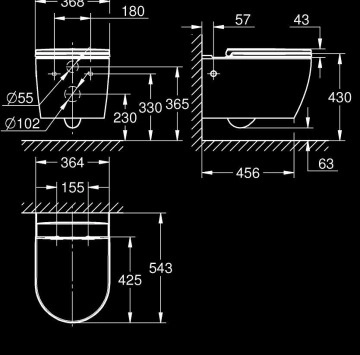 Стенна тоалетна чиния Bau Ceramic бяла GROHE