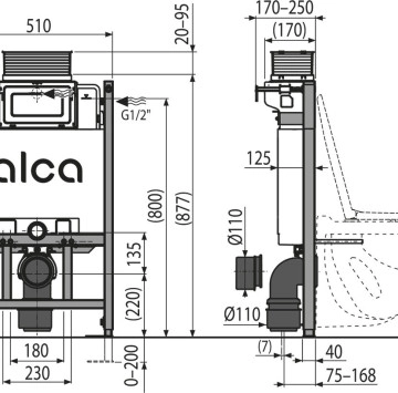 Структура за вграждане Alcaplast АМ118/850