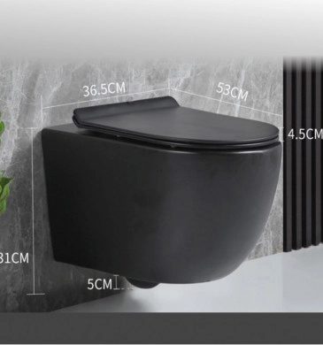 Стенна тоалетна чиния Интер ICC3755B/5336B черна