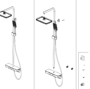 Душ колона Интер 6703 Brush Gold злато мат ИНТЕР КЕРАМИК