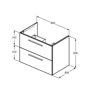 Шкаф за баня I.life B 80см сив мат IDEAL STANDARD