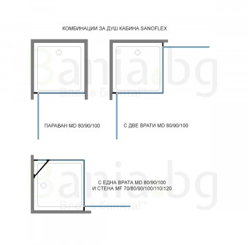 Стъклена врата MD80 Sanoflex 75-77/h195см лява/дясна