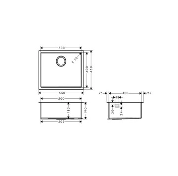 Кухненска мивка Under-mount 500 S719-U500 HANSGROHE