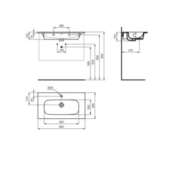 Мивка I.life A 84см. бяла IDEAL STANDARD