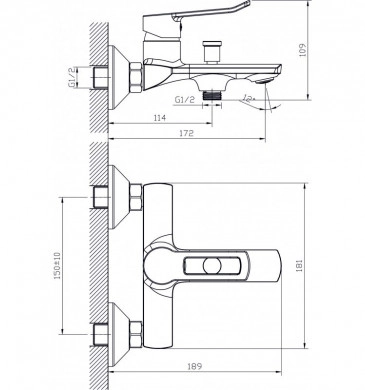 Комплект смесители за баня Интер ICT5007-3 3в1 хром