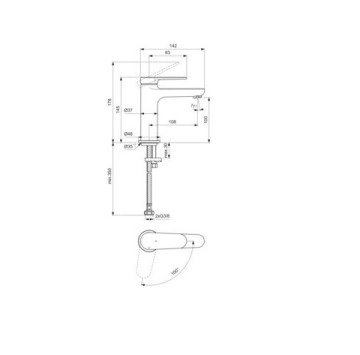 Смесител за мивка Cerafine O Nuovo H100 черен IDEAL STANDARD