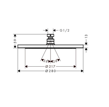 Душ глава Croma 280 1jet кръг Ф28см. бял мат HANSGROHE