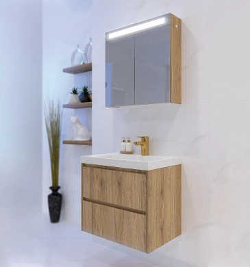 Шкаф за баня с мивка Орегон 60см дървесен цвят