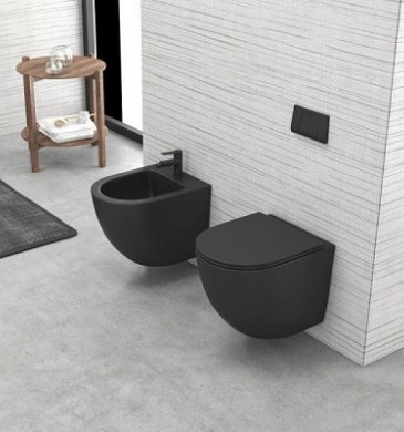 Стенна тоалетна чиния Milos Rimless черен мат