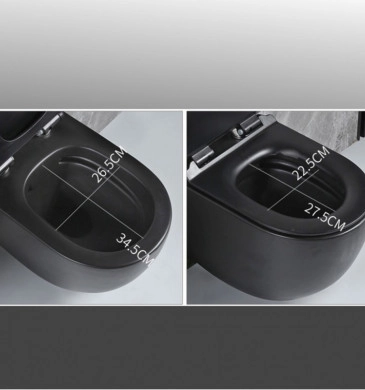 Стенна тоалетна чиния Интер ICC3755B Bidet Rimless черна с биде система