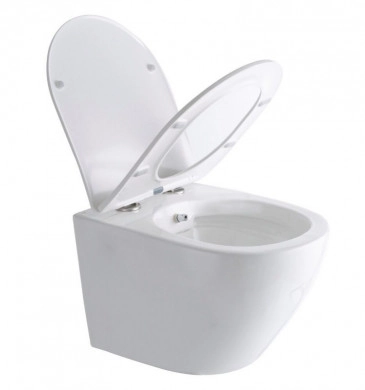 Стенна тоалетна чиния Интер ICC3755B/Bidet Rimless бяла с биде система