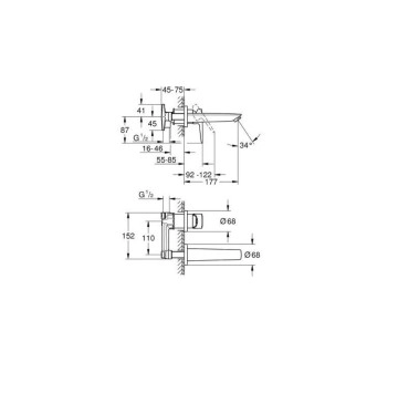 Смесител за мивка Bauedge new M хром GROHE