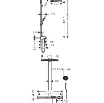 Термостатична душ колона Rainmaker Select E 460 2jet бяло/хром HANSGROHE