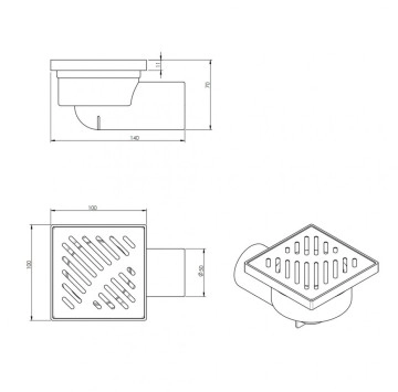 Сифон подов Интер 6414RG 10/10 розово злато ИНТЕР КЕРАМИК