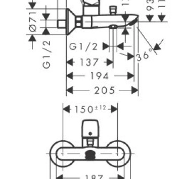 Смесител за вана/душ Logis хром HANSGROHE