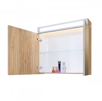 Шкаф огледало Ема 65см дървесен цвят с Led осветление