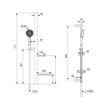 Тръбно окачване Idealrain Alu+ черен мат IDEAL STANDARD