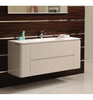 Шкаф за баня с мивка Интер ICP14060 140см бял и мивка iStone камък