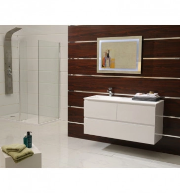 Шкаф за баня с мивка Интер ICP12038R/L 120см бял и мивка Istone ICC38130 каменна бяла