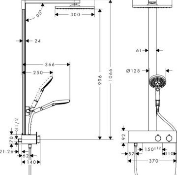 Термостатична душ колона Raindance E Showerpipe 300 1jet хром HANSGROHE