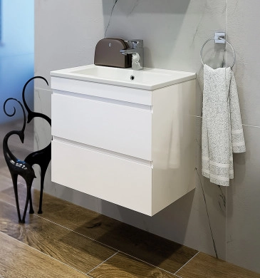 Шкаф за баня с мивка Арте 55см бял