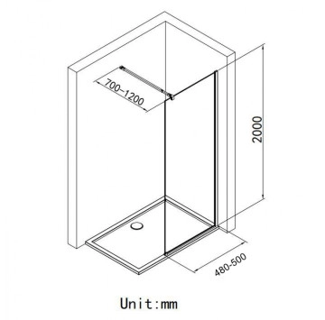 Параван Cristina 125TR-50C 50см хром ИНТЕР КЕРАМИК