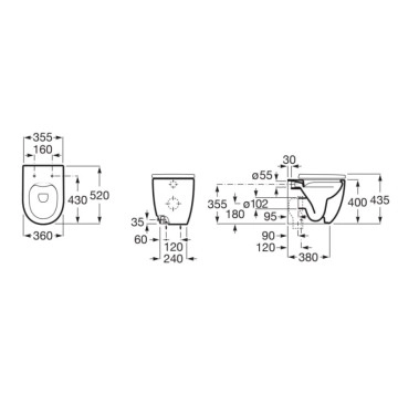Тоалетна чиния Meridian Rimless бяла ROCA