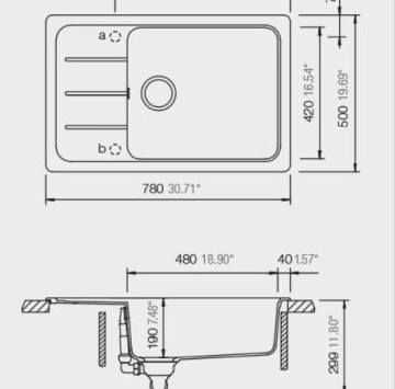 Кухненска мивка Formhaus D100LS  78см Onyx SCHOCK