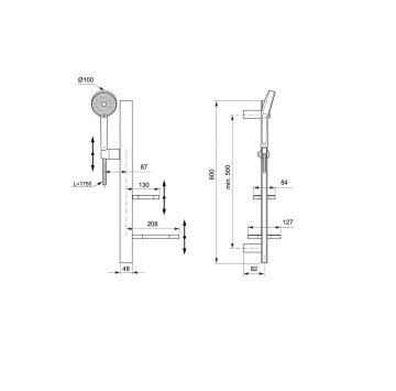 Тръбно окачване Idealrain ALU+ с полици розово злато IDEAL STANDARD