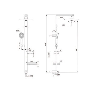 Душ колона Ceraflow Alu+ 33.8/50.1см черен IDEAL STANDARD