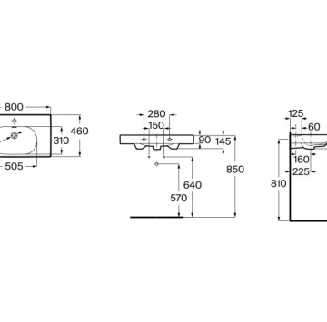 Мивка Meridian-N 80/46см бяла ROCA