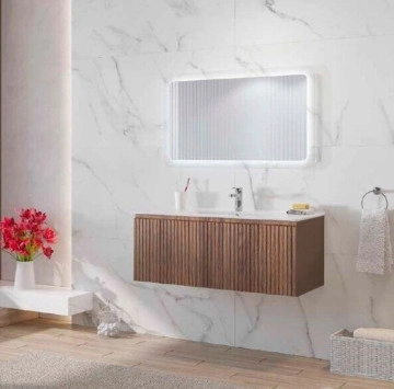 Шкаф за баня Kion KI100L 99см. Charleston Oak бял/дървесен KARAG