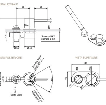 Смесител за вана Mix хром