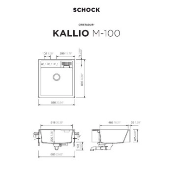 Кухненска мивка Kallio M100 60см Day SCHOCK