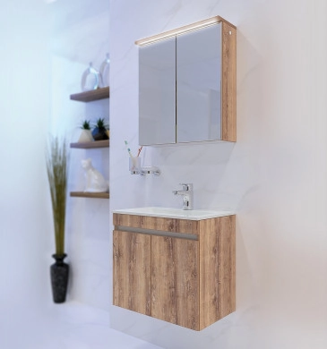 Шкаф за баня с мивка Ели 55см дървесен цвят