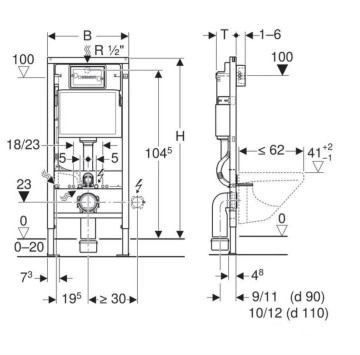 Структура Duofix Delta и тоалетна Smyle Square Rimless GEBERIT