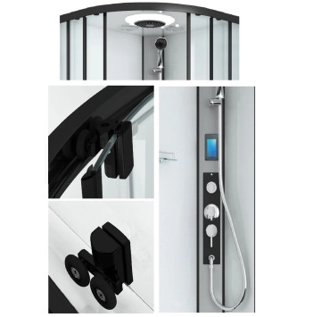 Хирдомасажна душ кабина CL20B Astin Black 90/90см бял гръб