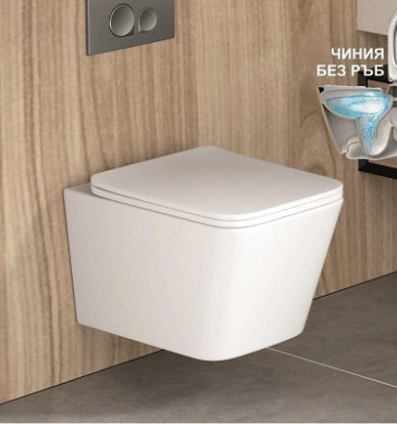 Стенна тоалетна чиния Интер ICC5135MW Rimless бял мат
