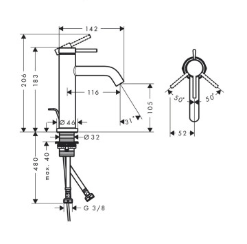 Смесител за мивка Tecturis S 110 хром HANSGROHE