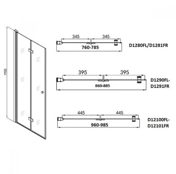 Стъклена врата SmartFlex 115.5-117.5/h195см Дясна D12121R