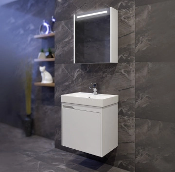 Шкаф за баня с мивка Етоша 55см бял ТРИАНО