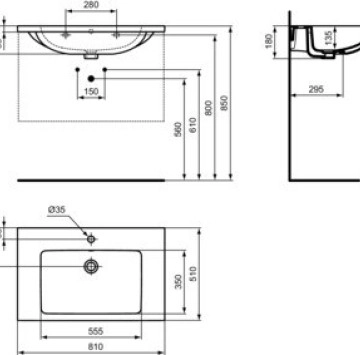 Мивка I.life B 80 81см бяла IDEAL STANDARD