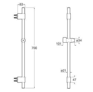 Тръбно окачване Sensum 70см. черен мат ROCA