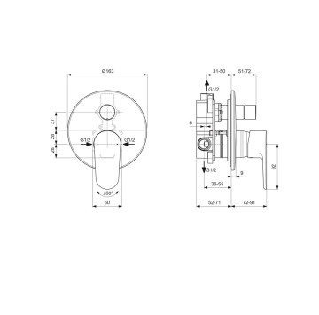 Душ система за вграждане Cerafine O хром IDEAL STANDARD