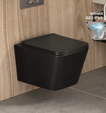 Стенна тоалетна чиния Интер ICC5135MB Rimless черен мат