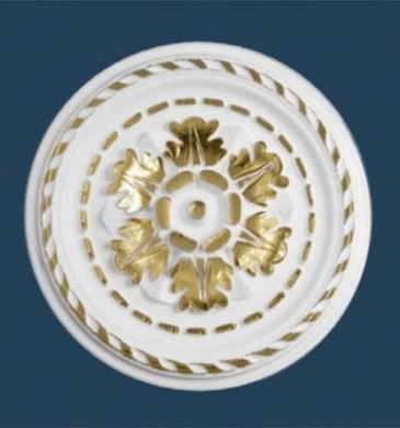 Декоративни Полистеролни Розетки бяла със златни орнаменти ф40см. R-6 Gold